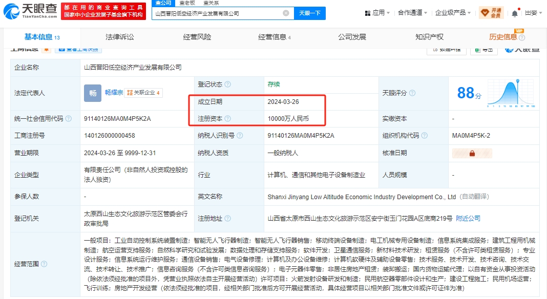 山西晋阳低空经济产业发展有限公司 百科