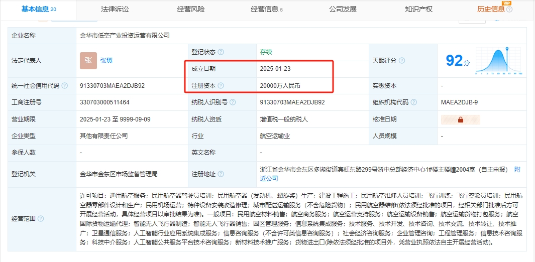 金华市低空产业投资运营有限公司 百科