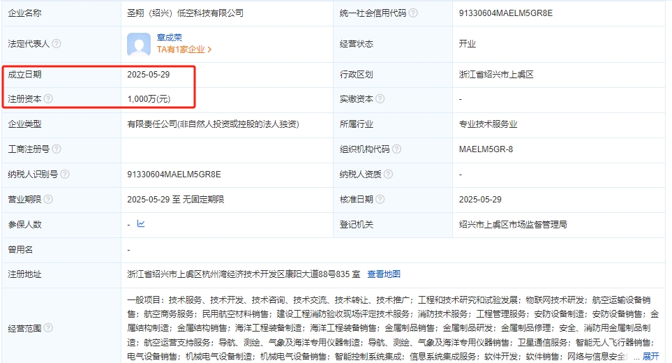 圣翔（绍兴）低空科技有限公司 百科