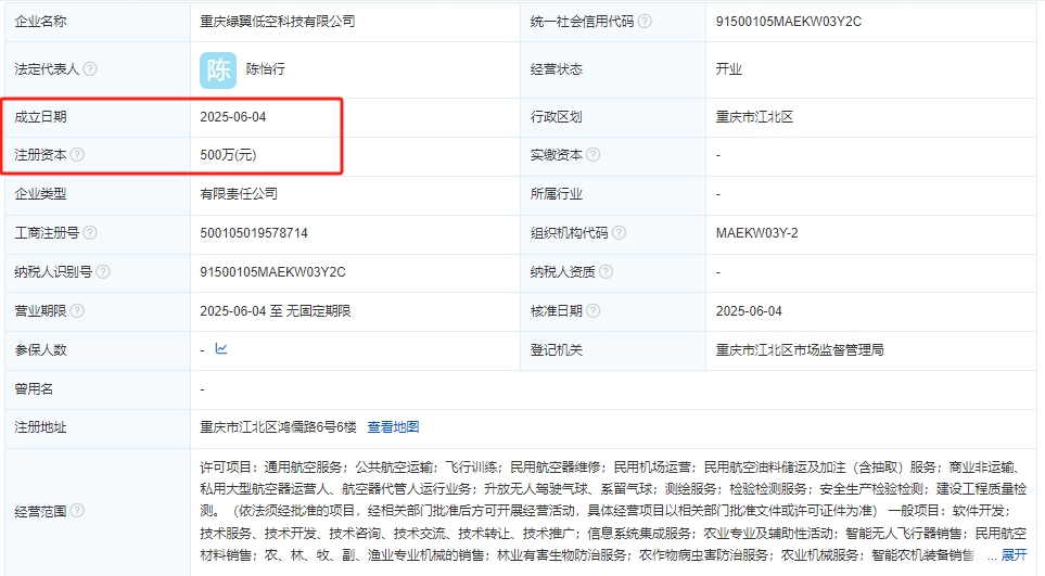 重庆绿翼低空科技有限公司 百科