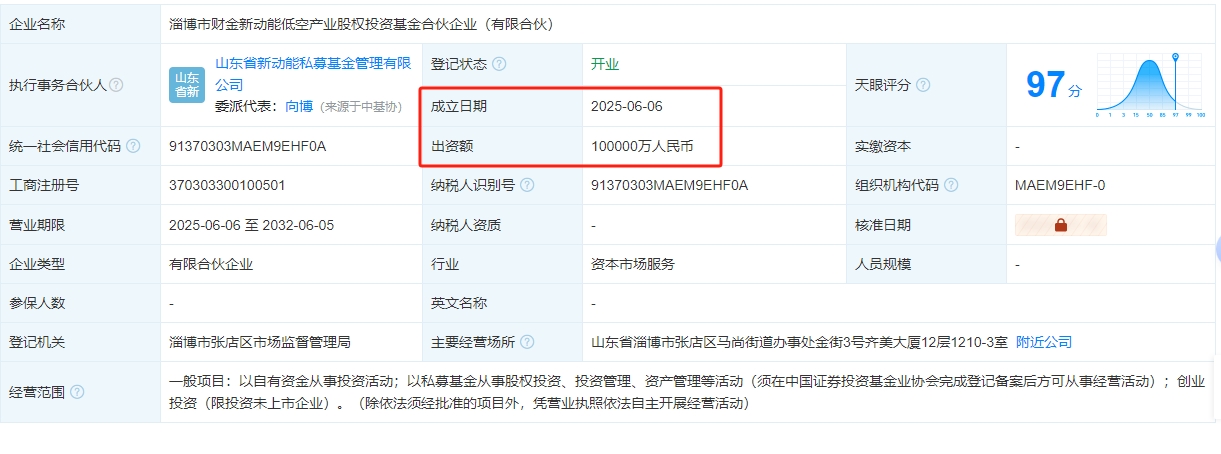 淄博市财金新动能低空产业股权投资基金合伙企业（有限合伙）百科