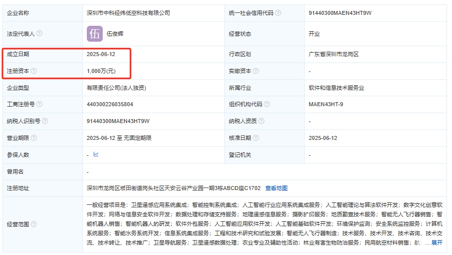 深圳市中科经纬低空科技有限公司 百科(图1)