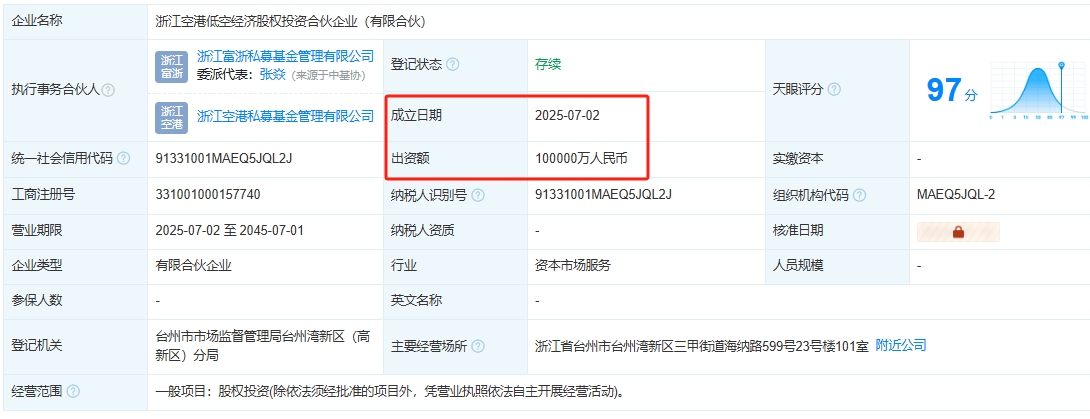 浙江空港低空经济股权投资合伙企业（有限合伙）百科(图1)