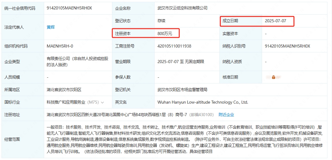 武汉市汉云低空科技有限公司 百科