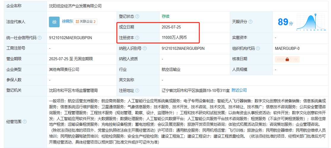 沈阳低空经济产业发展有限公司 百科(图1)