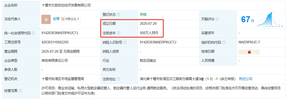 十堰市文旅低空经济发展有限公司 百科(图1)