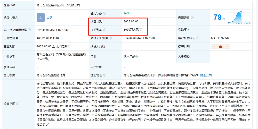 海南省低空经济基础投资有限公司 百科(图1)
