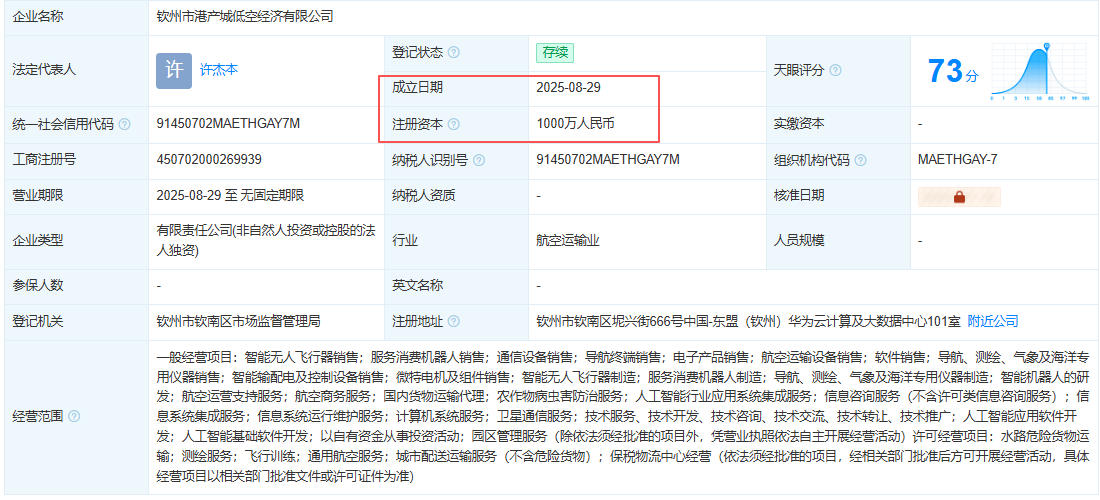 钦州市港产城低空经济有限公司 百科