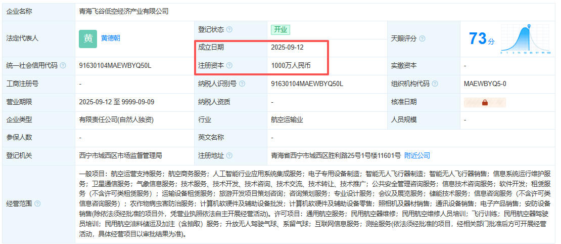 青海飞谷低空经济产业有限公司 百科(图1)