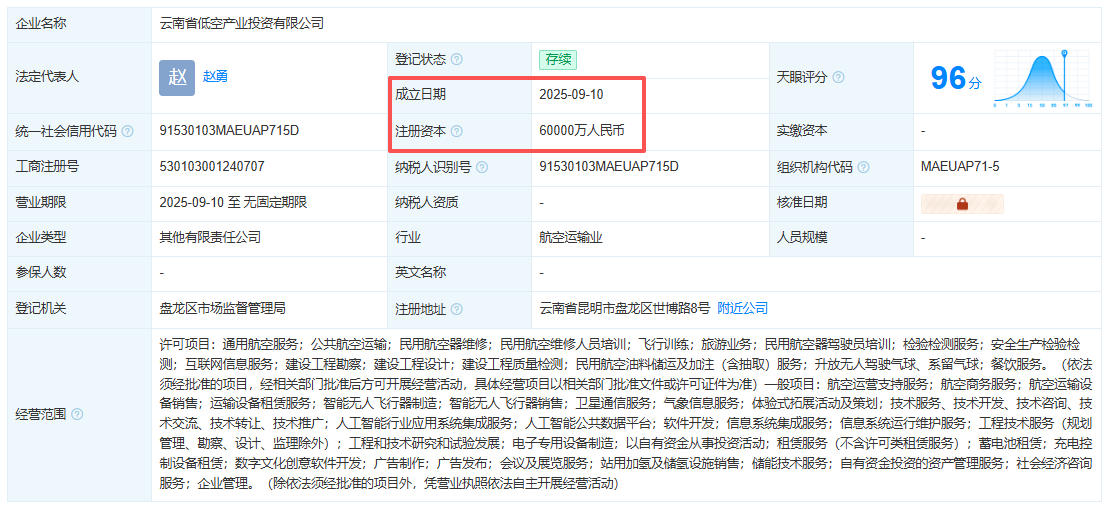 云南省低空产业投资有限公司 百科(图1)