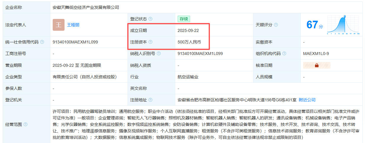 安徽天舞低空经济产业发展有限公司 百科(图1)