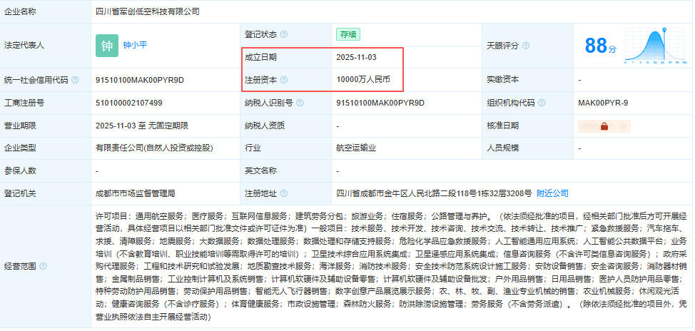 四川省军创低空科技有限公司 百科(图1)