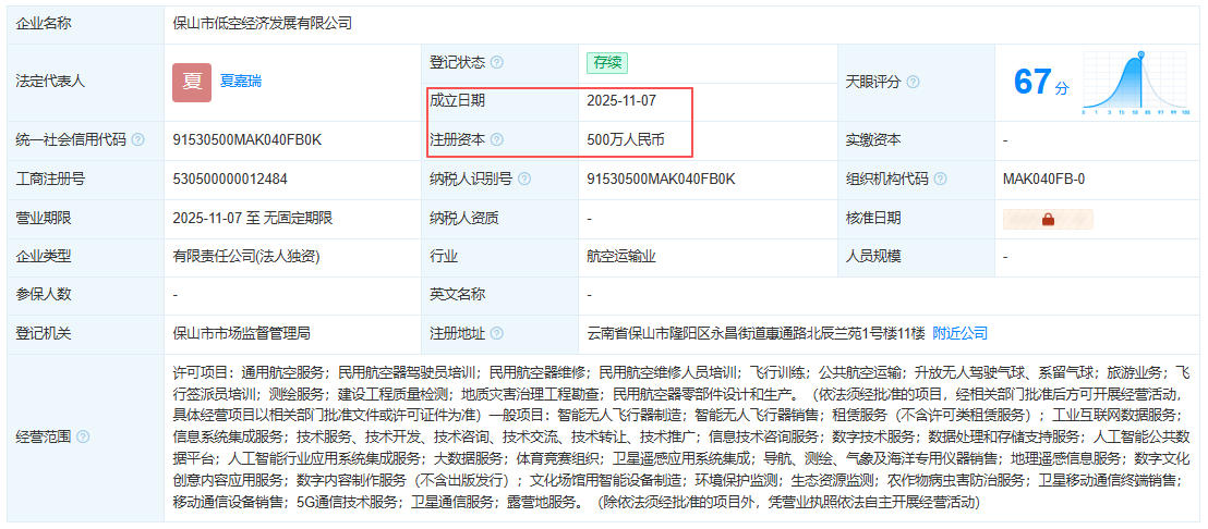 保山市低空经济发展有限公司 百科(图1)