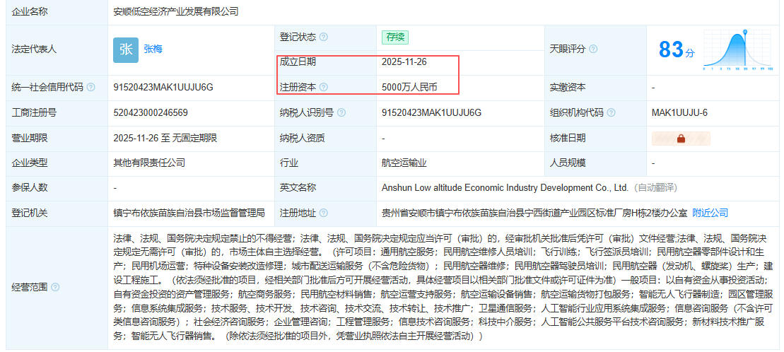 安顺低空经济产业发展有限公司 百科(图1)