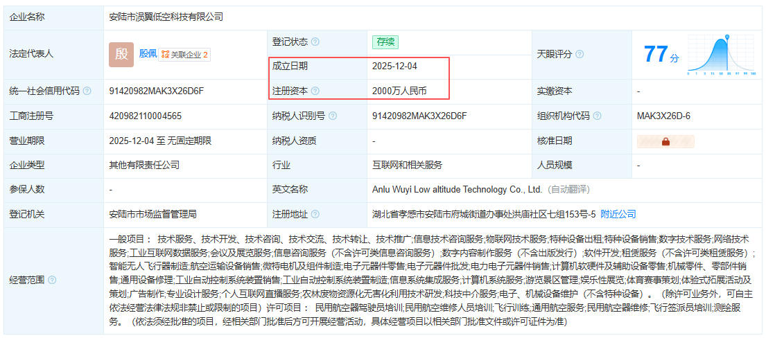 安陆市涢翼低空科技有限公司 百科(图1)