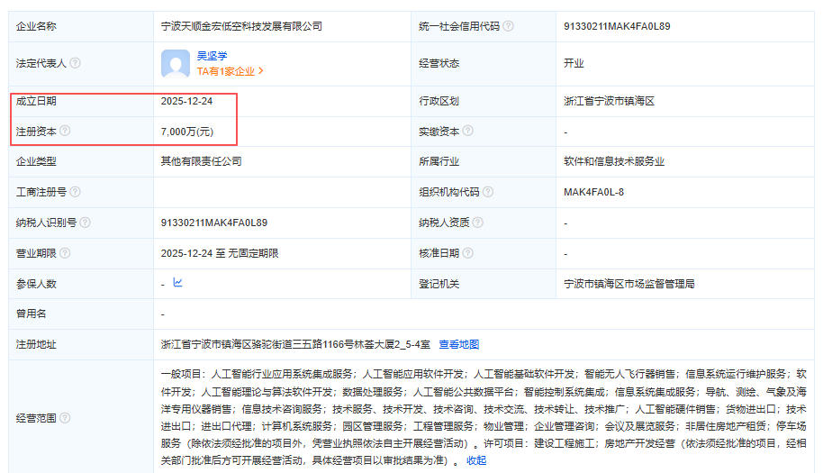 宁波天顺金宏低空科技发展有限公司 百科(图1)