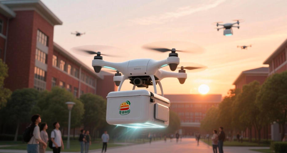 5分钟“从天而降”！大连校园开通无人机送餐，日均30单开启物流“低空时代”(图1)