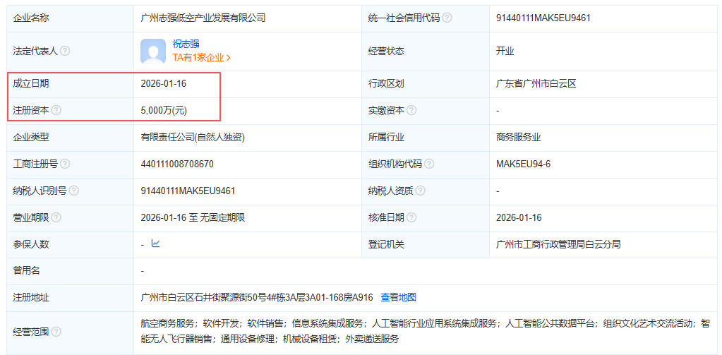 广州志强低空产业发展有限公司 百科(图1)