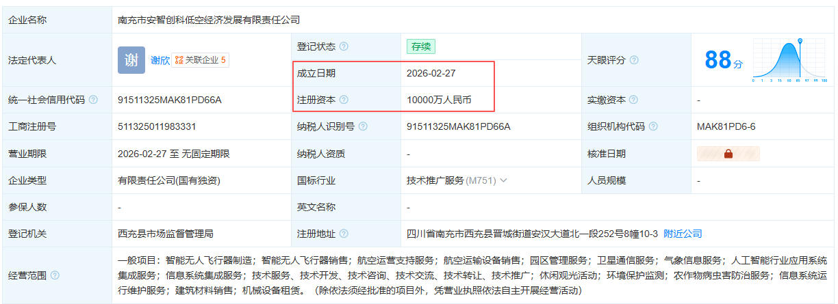 南充市安智创科低空经济发展有限责任公司 百科(图1)