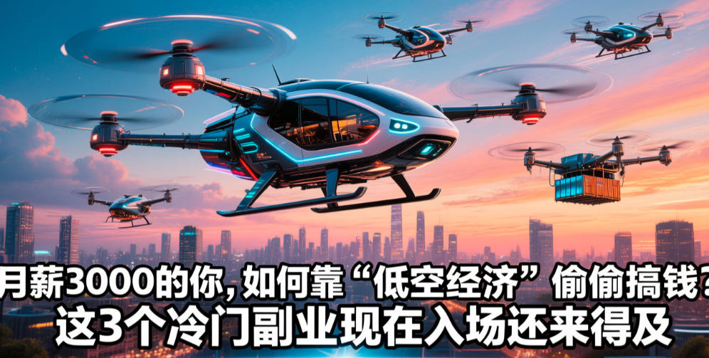 月薪3000的你，如何靠“低空经济”偷偷搞钱？这3个冷门副业现在入场还来得及(图1)