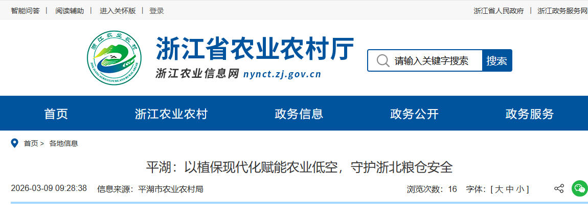 平湖：以植保现代化赋能农业低空，守护浙北粮仓安全