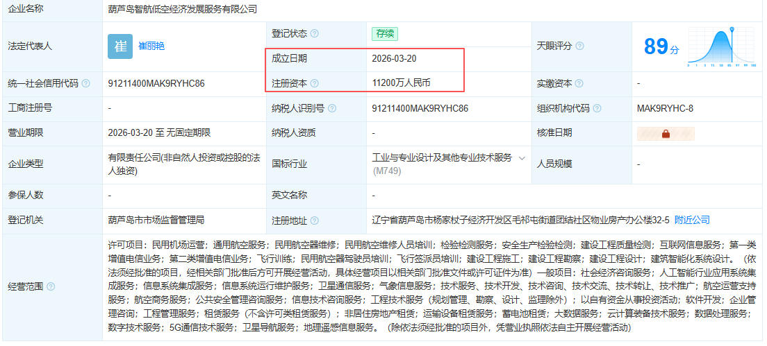葫芦岛智航低空经济发展服务有限公司 百科 