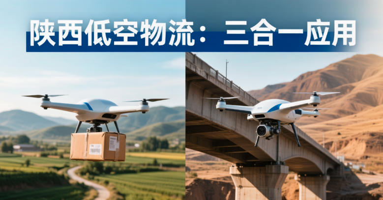 陕西已经展示了低空物流送快递、无人机巡检桥梁三合一(图1)