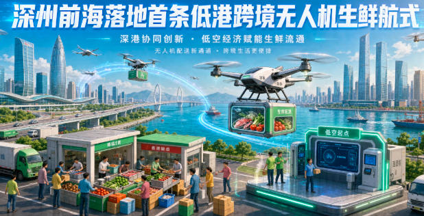 深圳前海落地首条深港跨境无人机生鲜航线(图1) 深圳前海落地首条深港跨境无人机生鲜航线(图1)