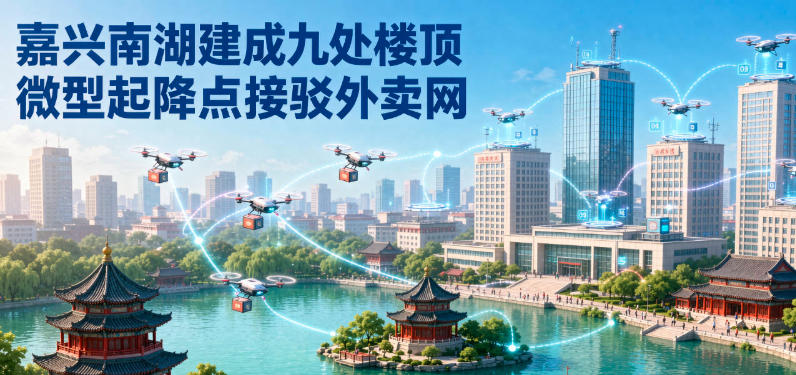 嘉兴南湖建成九处楼顶微型起降点接驳外卖网(图1)