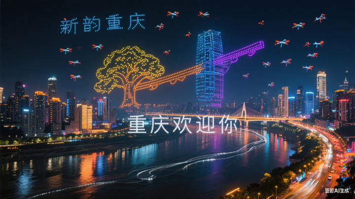  5000架无人机点亮山城之夜：重庆如何用光影秀激活万亿级夜经济？(图1)