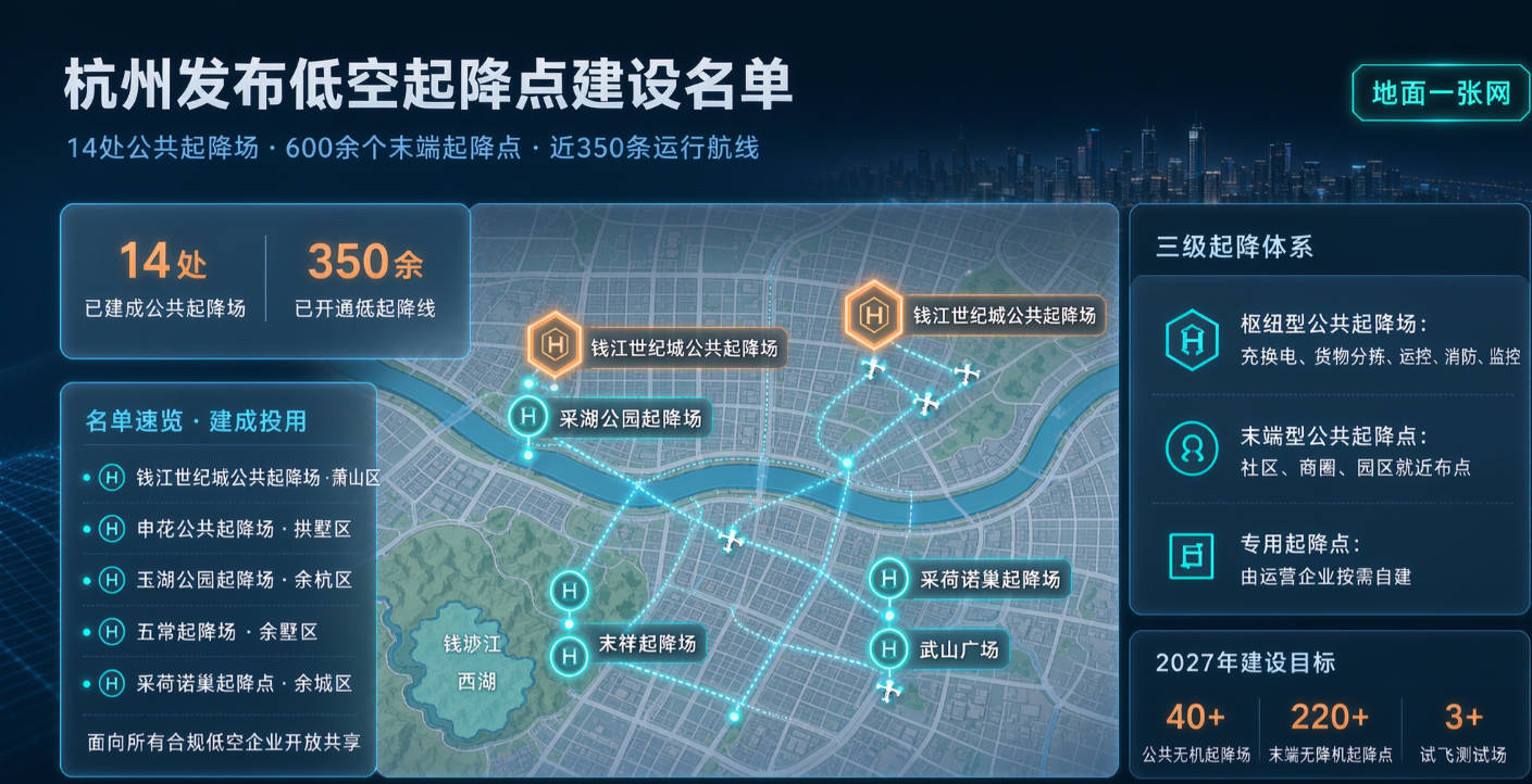 杭州发布低空起降点建设名单(图1) 杭州发布低空起降点建设名单(图1)